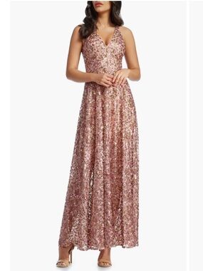NWOT DRESS THE POPULATION Ariyah Sequin Embroidered Ballgown Dress Size M